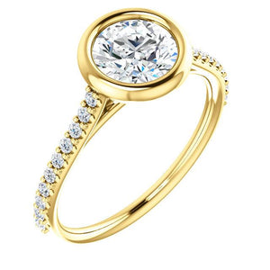 Round Brilliant Bezel Style Engagement Ring - I Heart Moissanites