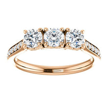 Round Brilliant Tri -Stone Style Engagement Ring