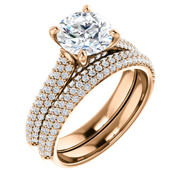 Round Brilliant Pave Style Engagement Ring