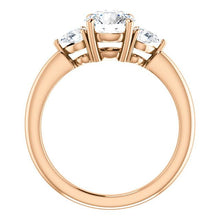 Round Brilliant Tri -Stone Style Pear Accent Engagement Ring