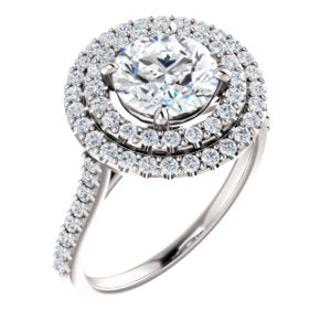 Round Brilliant Double Halo White Gold Lab Diamond Engagement Ring 