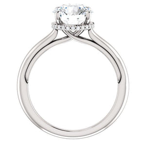 Round Brilliant Solitaire & Hidden Halo Engagement Ring