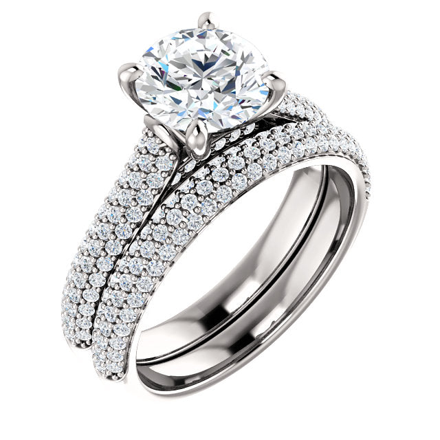 Round Brilliant Pave Style Engagement Ring