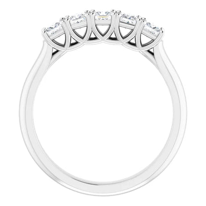 Five Stone Princess Cut Lab Diamond Anniversary Band