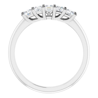 Five Stone Princess Cut Lab Diamond Anniversary Band