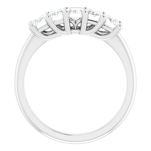 Five Stone Emerald Cut Diamond Anniversary Band