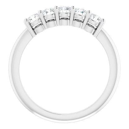 Five Stone Round Brilliant Lab Diamond Anniversary Band