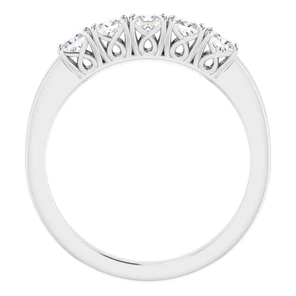 Five Stone Princess Cut Lab Diamond Anniversary Band