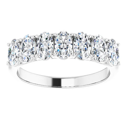 Seven Stone Oval Cut Lab Diamond Anniversary Band