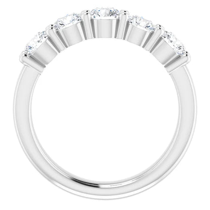 Five Stone Round Brilliant Lab Diamond Anniversary Band