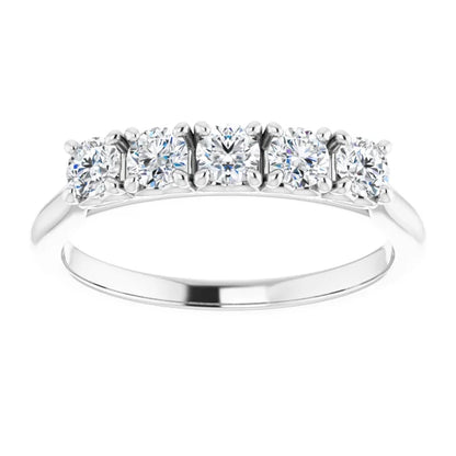 Five Stone Round Brilliant Lab Diamond Anniversary Band