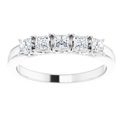 Five Stone Princess Cut Lab Diamond Anniversary Band