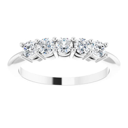 Five Stone Round Brilliant Lab Diamond Anniversary Band