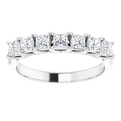 Seven Stone Princess Cut Lab Diamond Anniversary Band