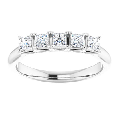 Five Stone Princess Cut Lab Diamond Anniversary Band