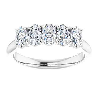 Five Stone Oval Cut Lab Diamond Anniversary Band