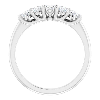 Five Stone Oval Cut Lab Diamond Anniversary Band