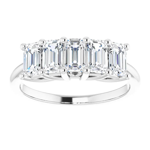 Five Stone Emerald Cut Diamond Anniversary Band