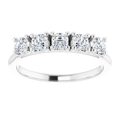 Five Stone Cushion Cut Lab Diamond Anniversary Band