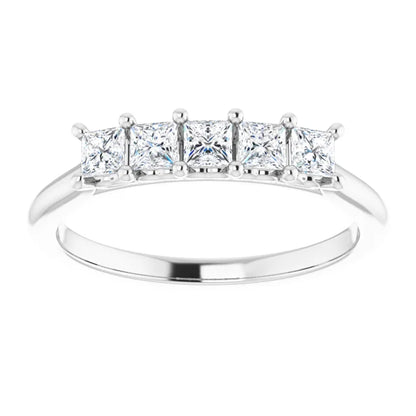 Five Stone Princess Cut Lab Diamond Anniversary Band