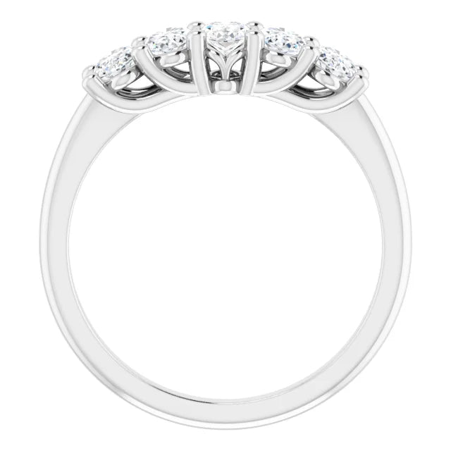 Five Stone Oval Cut Diamond Anniversary Band