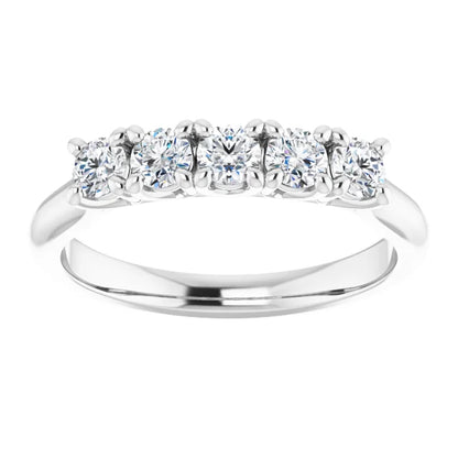 Five Stone Round Brilliant Lab Diamond Anniversary Band