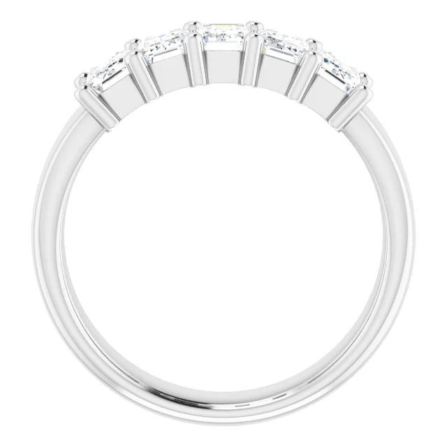 Five Stone Emerald Cut Lab Diamond Anniversary Band