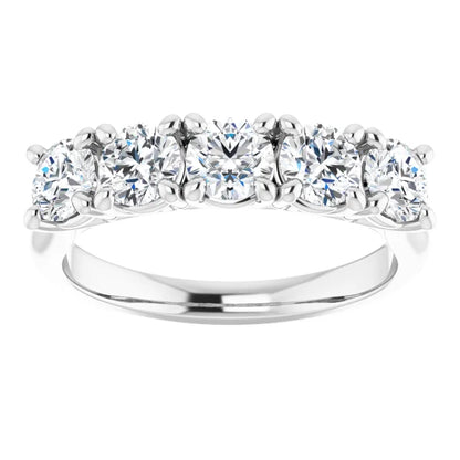 Five Stone Round Brilliant Lab Diamond Anniversary Band