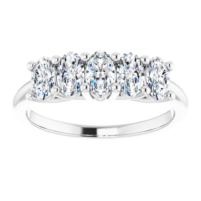 Five Stone Oval Cut Diamond Anniversary Band