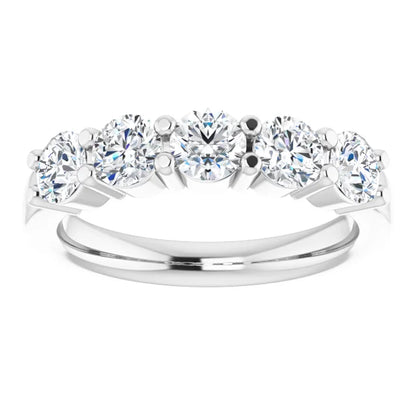 Five Stone Round Brilliant Lab Diamond Anniversary Band