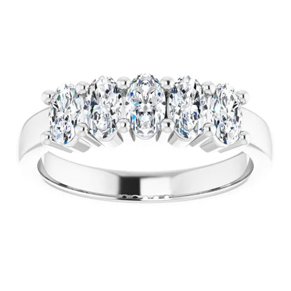 Five Stone Oval Cut Lab Diamond Anniversary Band