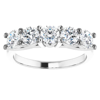 Five Stone Round Brilliant Lab Diamond Anniversary Band