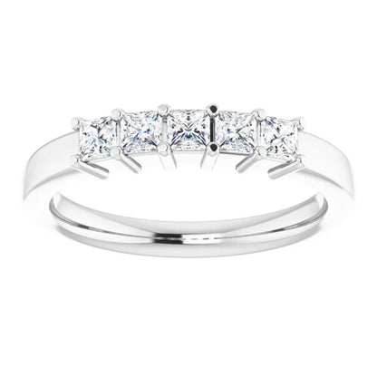 Five Stone Princess Cut Lab Diamond Anniversary Band