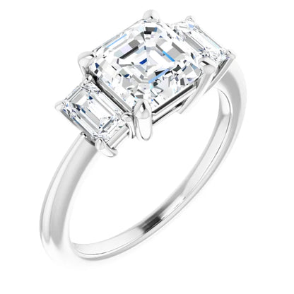 Asscher Accent Engagement Ring