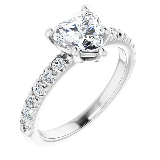 Heart Five Claw Set Style Engagement Ring