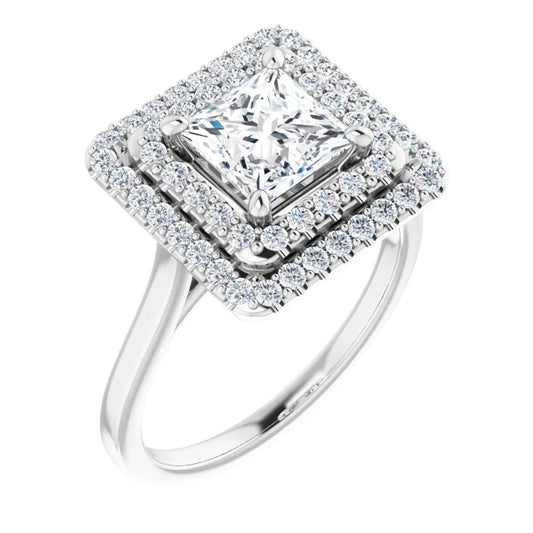 Princess Double Halo Style Engagement Ring