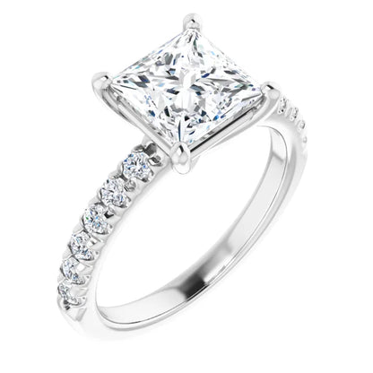 Princess Four Claw Set Style Engagement Ring