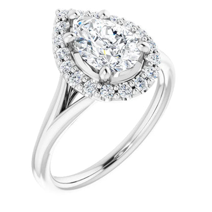 Pear Halo Style Engagement Ring