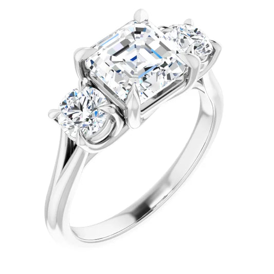 Asscher Accent Engagement Ring