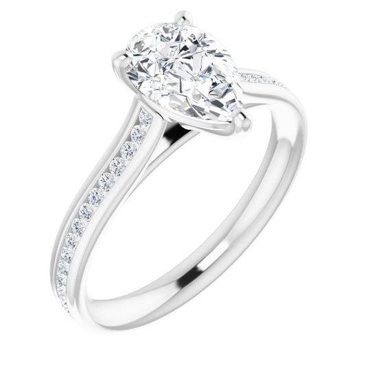 Pear Diamond Band Engagement Ring