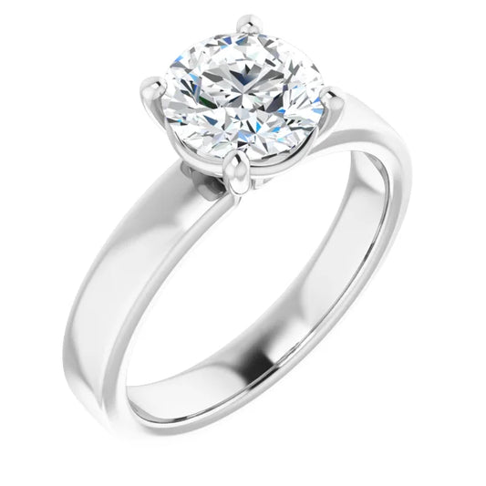 Round Brilliant Wide Band Solitaire Engagement Ring