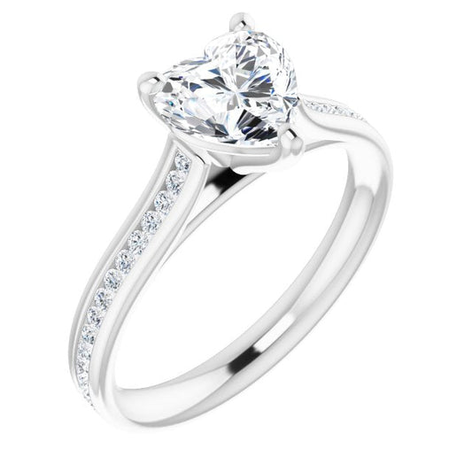 Heart Diamond Band Engagement Ring