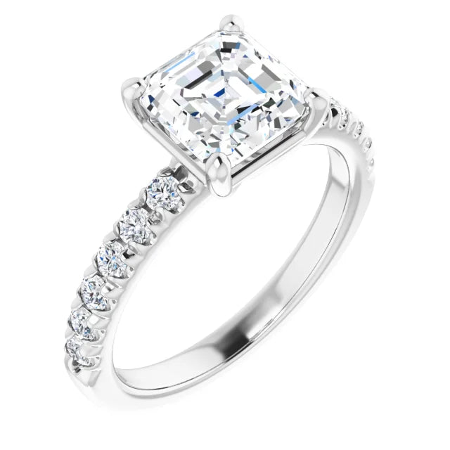 Asscher Four Claw Set Style Engagement Ring