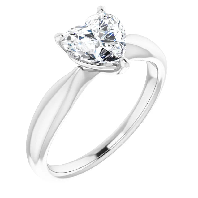 Heart Knife Edge Solitaire Engagement Ring