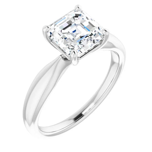 Asscher Knife Edge Solitaire Engagement Ring