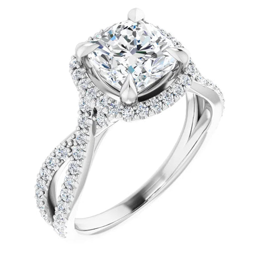 Cushion Twist Halo Style Engagement Ring