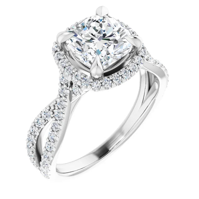 Twisted halo online diamond engagement ring