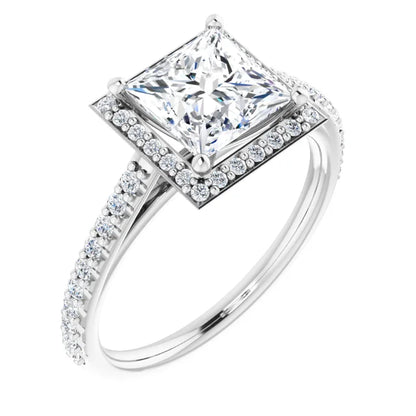 Princess Halo Style Engagement Ring