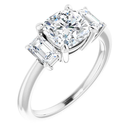 Cushion Accent Engagement Ring