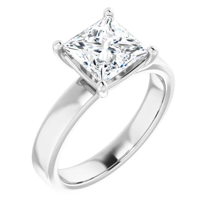 Princess Wide Band Solitaire Engagement Ring